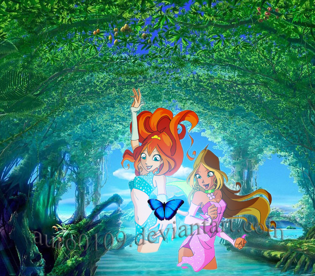 bloom winx cartoon sex art flora fae winx bloom stella avec auro papillon bleu disco