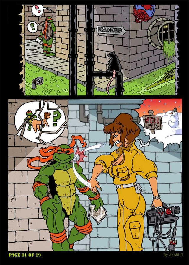 cartoon porn comic books gets ninja april gangbang turtles