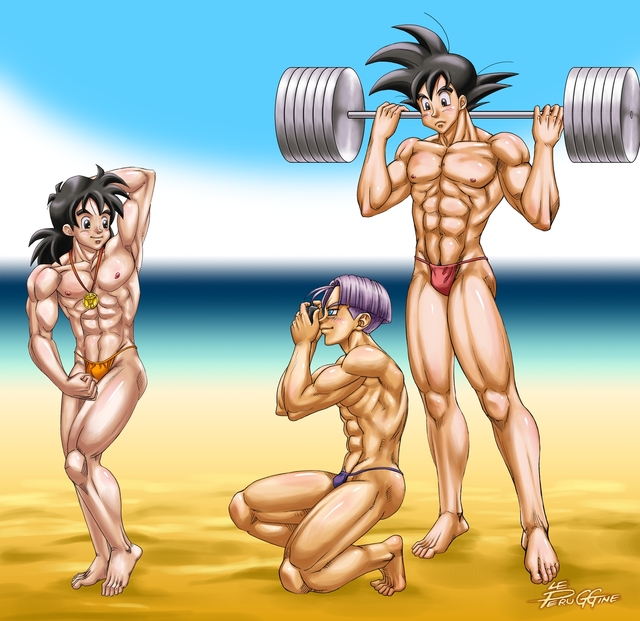 dragon ball z hentai hentai gay dragon ball yaoi dbz muscle kai dbkai beach fanart gohanxtrunks bishonen bara saiyan peruggine speedo weekend bodybuilding venice