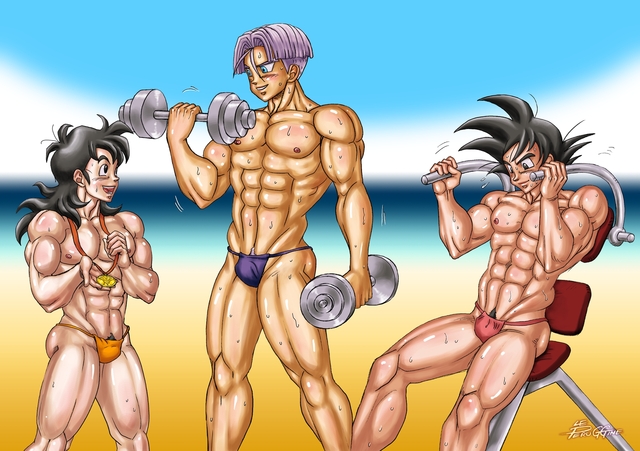 dragon ball z hentai hentai gay dragon ball yaoi dbz muscle kai dbkai boys beach bishonen bara saiyan peruggine speedo bodybuilding venice hentaifree