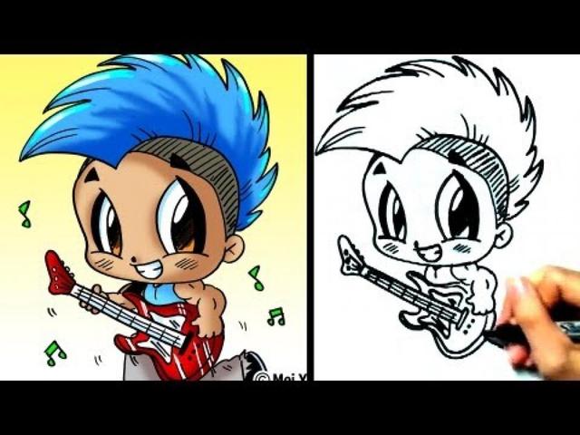 drawn toon porn pics pictures cartoon people how draw chibi guitar rockstar