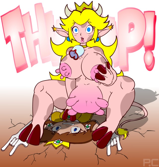 princess peach hentai bowser girl princess peach cowgirl tail bell tagme ears daisy cow lactation hooves pointed chronos horns udders flattening udder