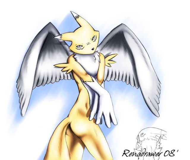 renamon porn art pre renamon colored renadrawer winged