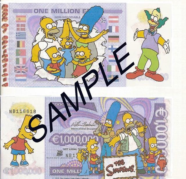 simpcest simpsons marge simpson simpcest bank euro note pict million millionaire