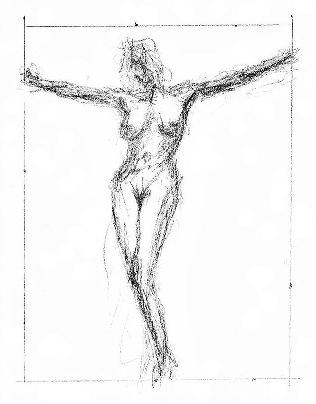 nude cartoon pic cartoon woman all art large nude female pose jesus drawing prints medium canvas pencil christ crucifix nenad cerovic