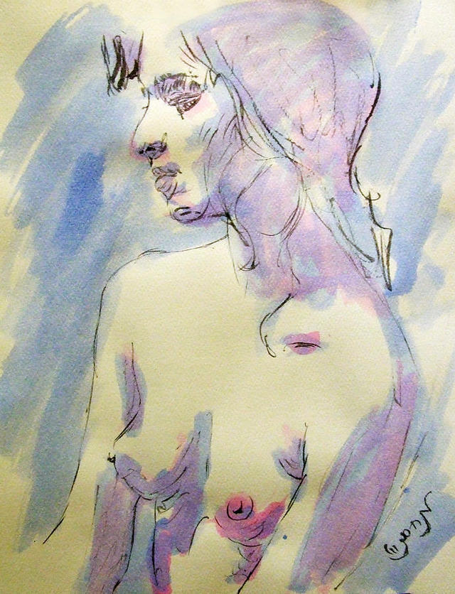 porn drawings galleries sexy woman large nude young sketch feeling featured zimmerman watercolor drawing portrait sensual lonely medium acrylic