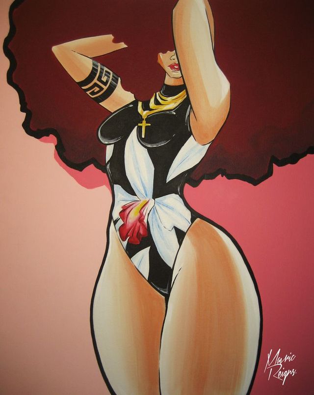 sex toon art art red black hair afro