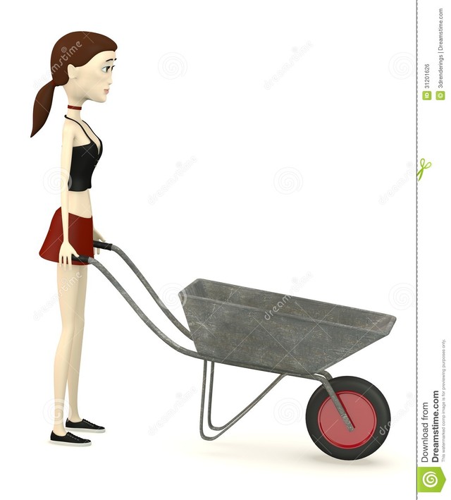 sexy girl toon free cartoon girl royalty render stock wheel barrow