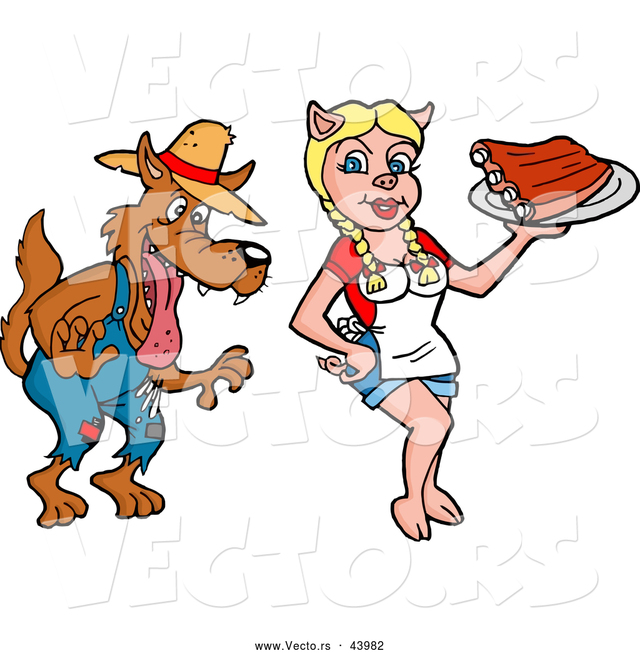 sexy toon pics sexy cartoon design wolf bbq vector pig staring waitress drooling lafftoon serving ribs
