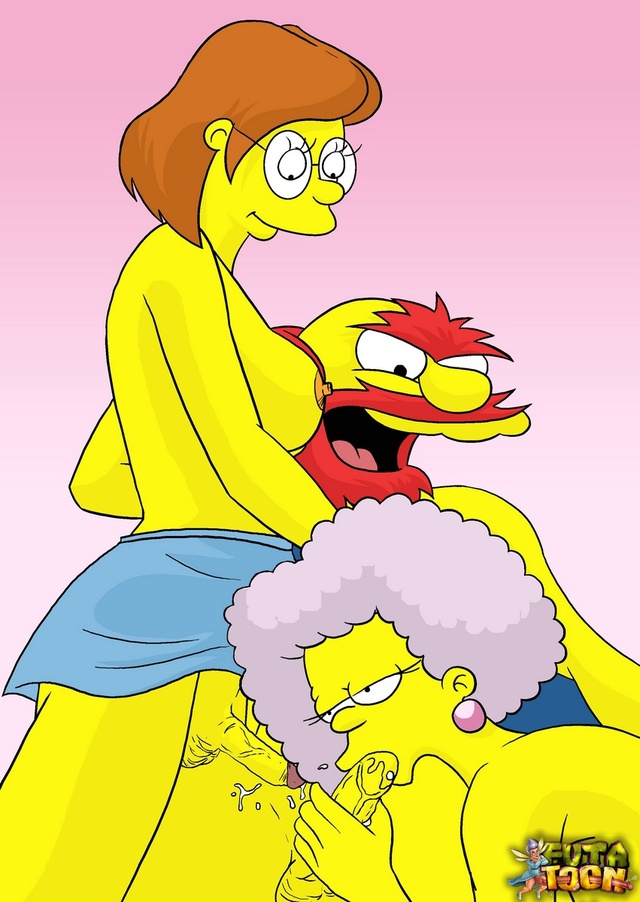 the simpsons toon sex simpsons toon party selma bouvier futa elizabeth hoover groundskeeper willie