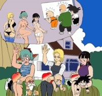 bulma naked android bulma briefs chichi dragon ball krillin master roshi son goku spao