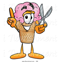 animated character porn clipart friendly ice cream cone mascot cartoon character holding pair scissors toons biz preview