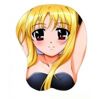 big boobs cartoon pictures data mouse pad free shipping anime cartoon magical girl lyrical nanoha breast cosplay sexy beauty silicone wrist rest