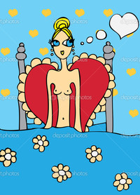 cartoon nude pic depositphotos cartoon nude woman bad dreaming about love comic illustration girls silhouette card stock
