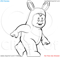 cartoon rabbit porn cartoon clipart black white toddler walking rabbit costume vector outlined coloring page