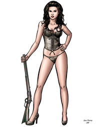 erotic cartoon drawings caricatures fine advertising sexy woman cartoon guns fantasy semi nude art