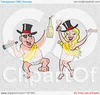 free adult toon pics cartoon partying year adult caucasian couple dancing baby diapers sashes hats holding alcohol royalty free vector clipart portfolio lafftoon illustration