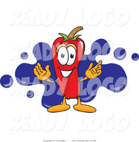 hot toons pic logo red hot chili pepper mascot cartoon character blue paint splatter toons biz design
