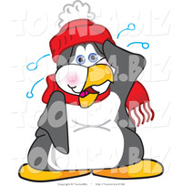 hot toons pic vector illustration cartoon hot nervous penguin mascot sweating toons biz design