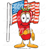 hot toons pics mascot vector cartoon patriotic red hot chili pepper character pledging allegiance american flag toons biz design