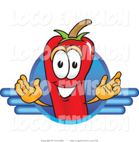 hot toons pics vector logo red hot chili pepper mascot cartoon character blue lines behind toons biz design