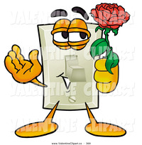 red toon porn clip art cute white light switch mascot cartoon character holding red rose valentines day toons biz