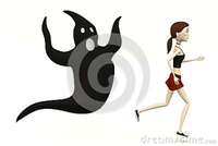 sexy girl toon render cartoon girl running ghost stock photo