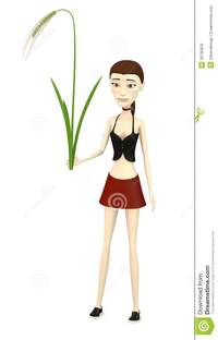 sexy girl toon render cartoon girl barley stalk stock photo
