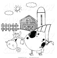 toon black porn clip art black white grazing cow barnyard hit toon cartoon farm animal coloring page printout animals