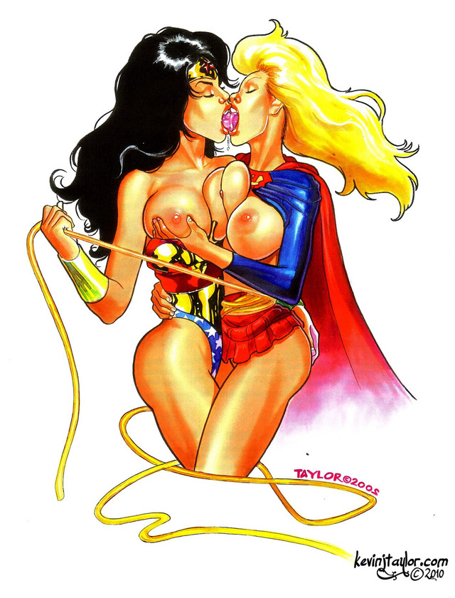 wonder woman cartoon porn comics woman taylor wonder supergirl kissing kevin