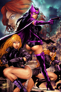 super heroes porn toons birds prey benes oracle huntress black canary poster sexy comic book women comics booty hips thighs boobs tit entry