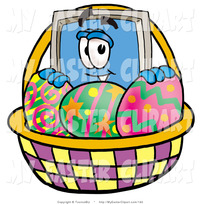 animated character porn clip art computer monitor mascot cartoon character easter basket decorated eggs toons biz