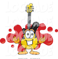 animated character porn logo yellow black guitar mascot cartoon character red paint splatter background toons biz blue dash