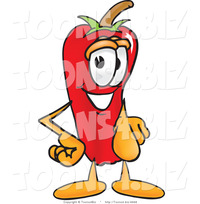 hot toons pics vector illustration red hot chili pepper mascot pointing viewer toons biz design