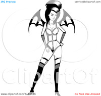 sexy girl toon cartoon clipart black white sexy vampiress wings vector outlined coloring page entry